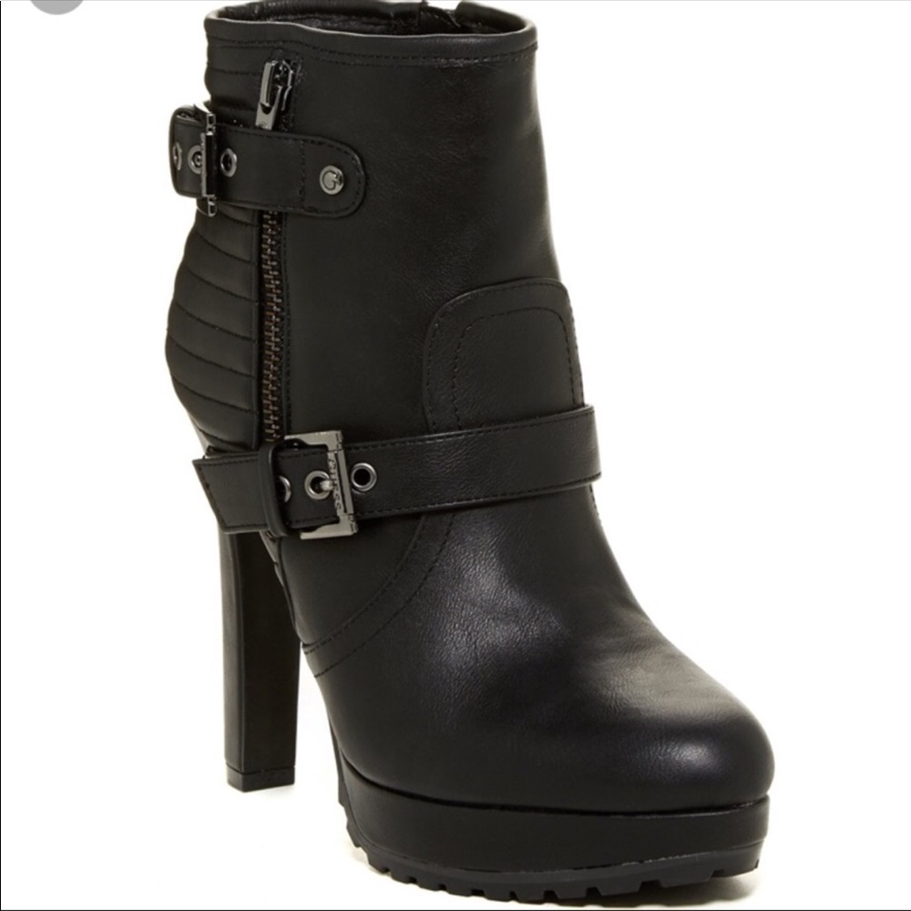 GUESS BLACK BRESEN ANKLE LEATHER BOOTS 6